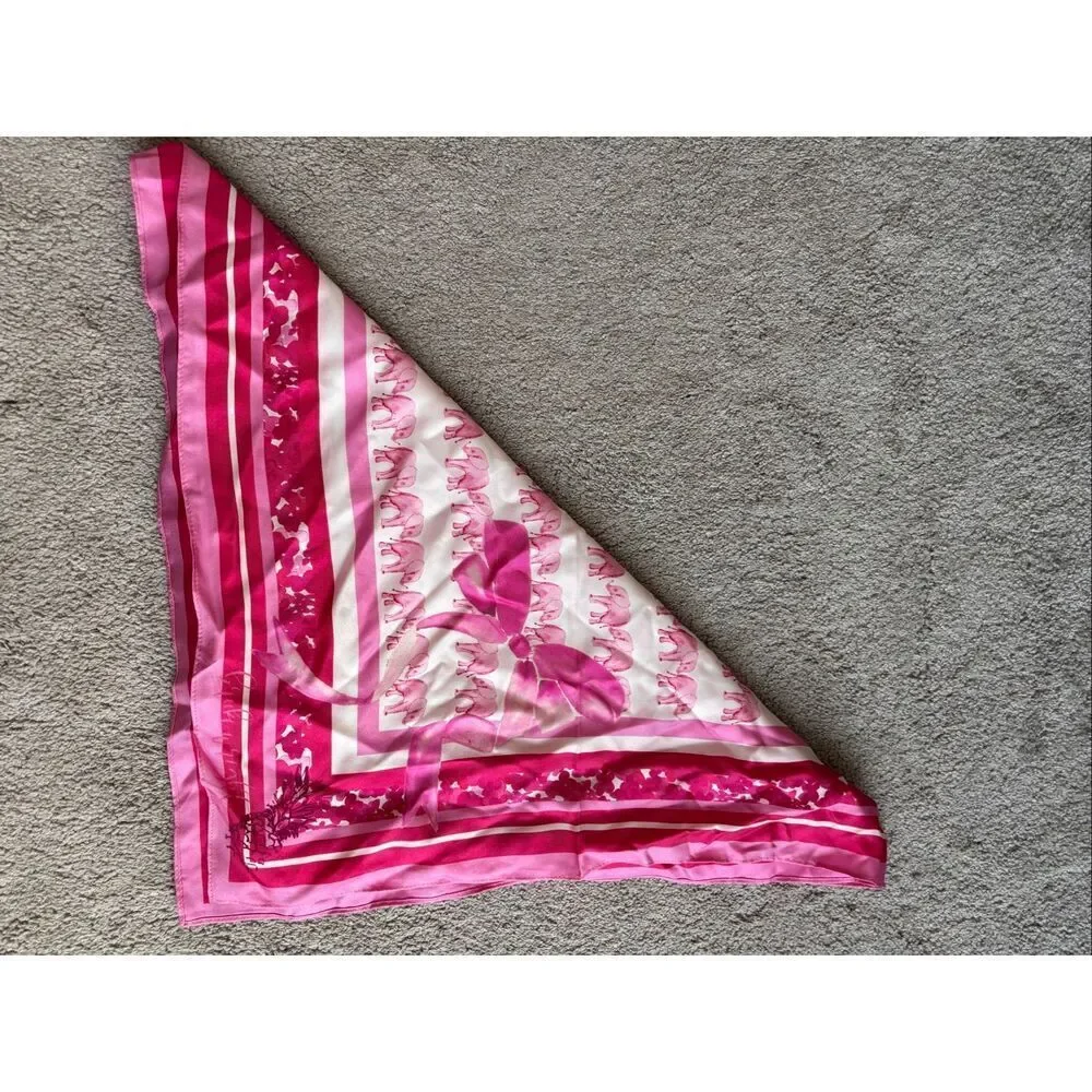 Brooke Wright Pink Elephant Silk Scarf | Preppy Southern Chic Equestrian-Inspire